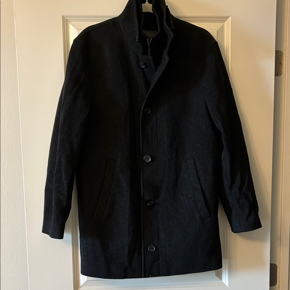 Men's Classic Charcoal Wool Coat EUC - Picture 2 of 6